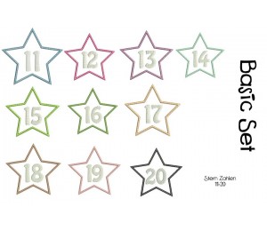 Stickserie - Stern Zahlen 11-20